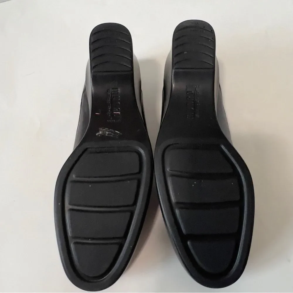 Munro Kayla Womens Black Slip On Wedge Heels Shoes Leather Micro Fiber Size‎ 8N